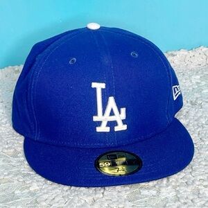 Los Angeles Dodgers Throwback LA MLB New Era 59FIFTY 7 1/8 Hat Cap Royal Blue